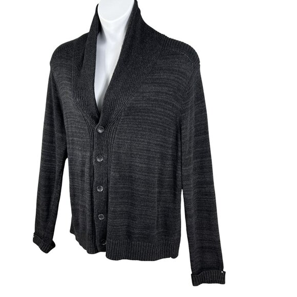 Treasure & Bond Mens XL Shawl Collar Cardigan Black Caviar Marl Quiet Luxury - Picture 7 of 16